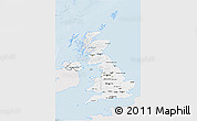 Silver Style 3D Map of United Kingdom, single color outside