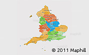 Political 3D Map of England, cropped outside