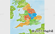 Political 3D Map of England, physical outside