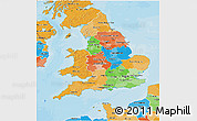 Political 3D Map of England, political shades outside