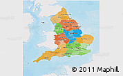 Political 3D Map of England, single color outside