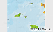 Physical Map of Channel Islands, political outside