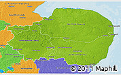 Physical 3D Map of East Anglia, political outside