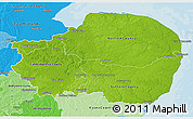 Physical 3D Map of East Anglia, political shades outside