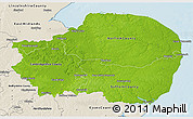 Physical 3D Map of East Anglia, shaded relief outside