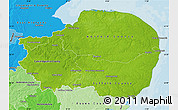 Physical Map of East Anglia, political shades outside