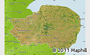 Satellite Map of East Anglia, physical outside