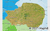 Satellite Map of East Anglia, political shades outside