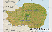 Satellite Map of East Anglia, shaded relief outside