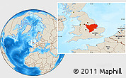 Shaded Relief Location Map of East Midlands