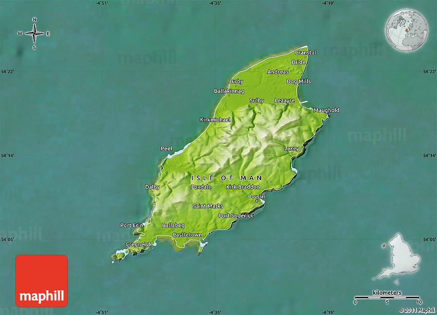 Map Of Isle Of Man Physical Map Of Isle Of Man, Satellite Outside