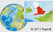 Physical Location Map of England, highlighted country