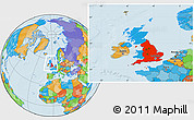 Political Location Map of England, within the entire country