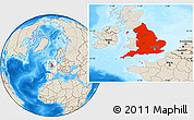 Shaded Relief Location Map of England