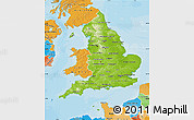 Physical Map of England, political shades outside