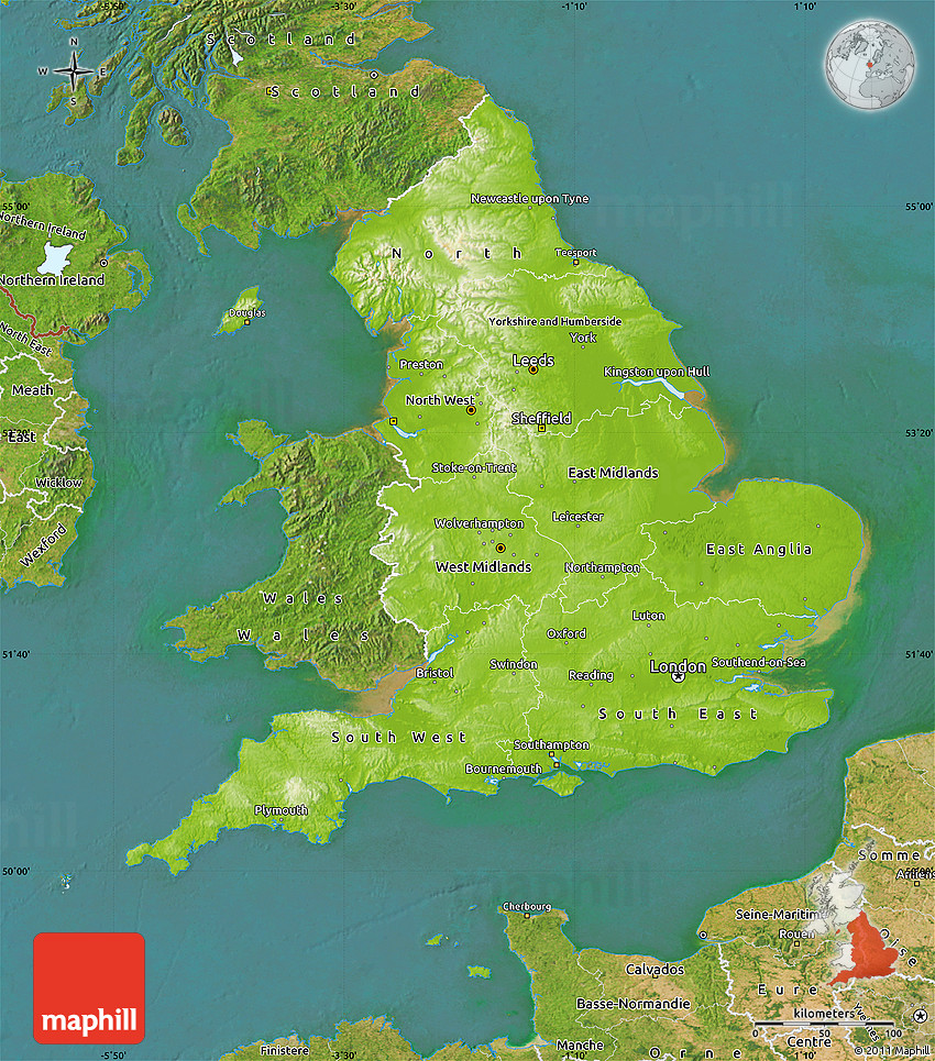 Physical Map Of England – Map Vector