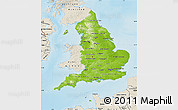 Physical Map of England, shaded relief outside