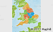 Political Map of England, physical outside