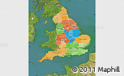 Political Map of England, satellite outside