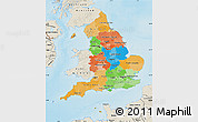 Political Map of England, shaded relief outside