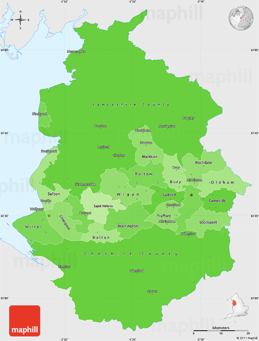 Political Shades Simple Map of North West, single color ...