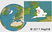 Satellite Location Map of Warrington, highlighted grandparent region
