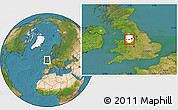 Satellite Location Map of Warrington, highlighted parent region