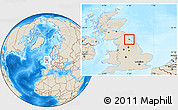 Shaded Relief Location Map of Sunderland