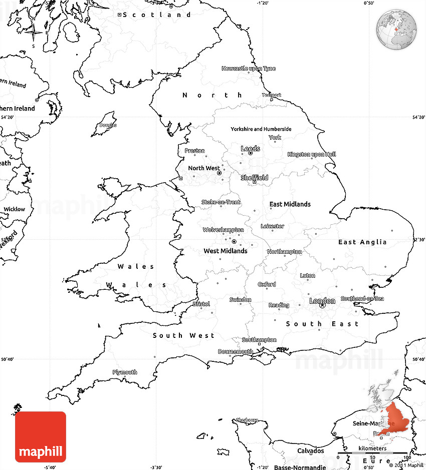 Blank Map Of England Printable Image