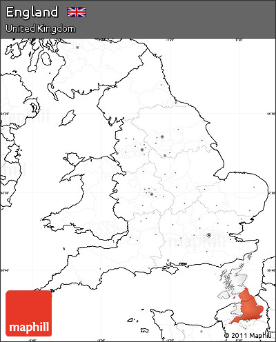 Blank Simple Map of England, no labels
