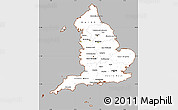 Gray Simple Map of England, cropped outside