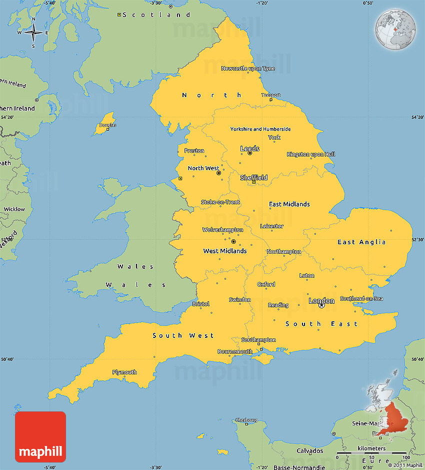 Simple Map Of England - Emmy Norrie