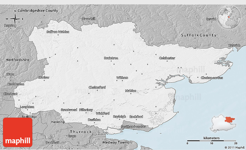 Gray 3D Map of Essex County
