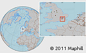 Gray Location Map of Greenwich, hill shading