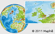 Physical Location Map of Greenwich, within the entire country