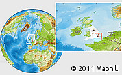 Physical Location Map of Greenwich, highlighted grandparent region, within the entire country