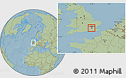 Savanna Style Location Map of Kensington and Chelsea, hill shading