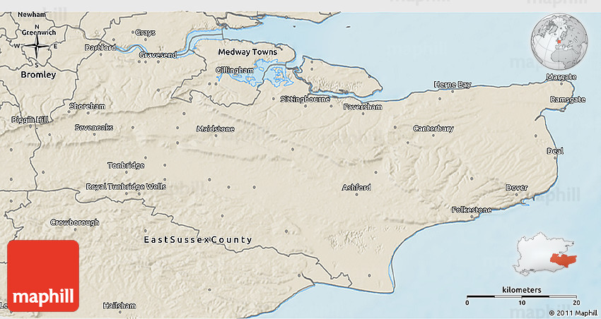 Shaded Relief 3D Map of Kent County