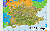 Satellite Map of South East, political outside