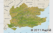 Satellite Map of South East, shaded relief outside
