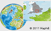 Physical Location Map of Reading, highlighted country, highlighted grandparent region