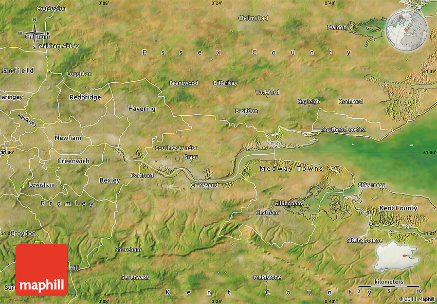 Satellite Map of Thurrock