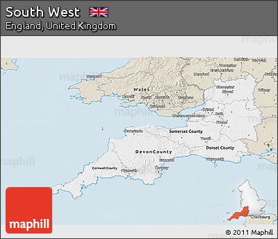 Classic Style 3D Map of South West