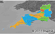 Political 3D Map of South West, darken, desaturated