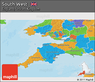 Political 3D Map of South West