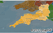 Political Shades 3D Map of South West, darken