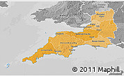 Political Shades 3D Map of South West, desaturated