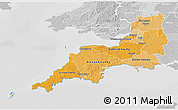 Political Shades 3D Map of South West, lighten, desaturated