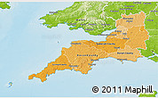 Political Shades 3D Map of South West, physical outside