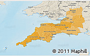Political Shades 3D Map of South West, shaded relief outside